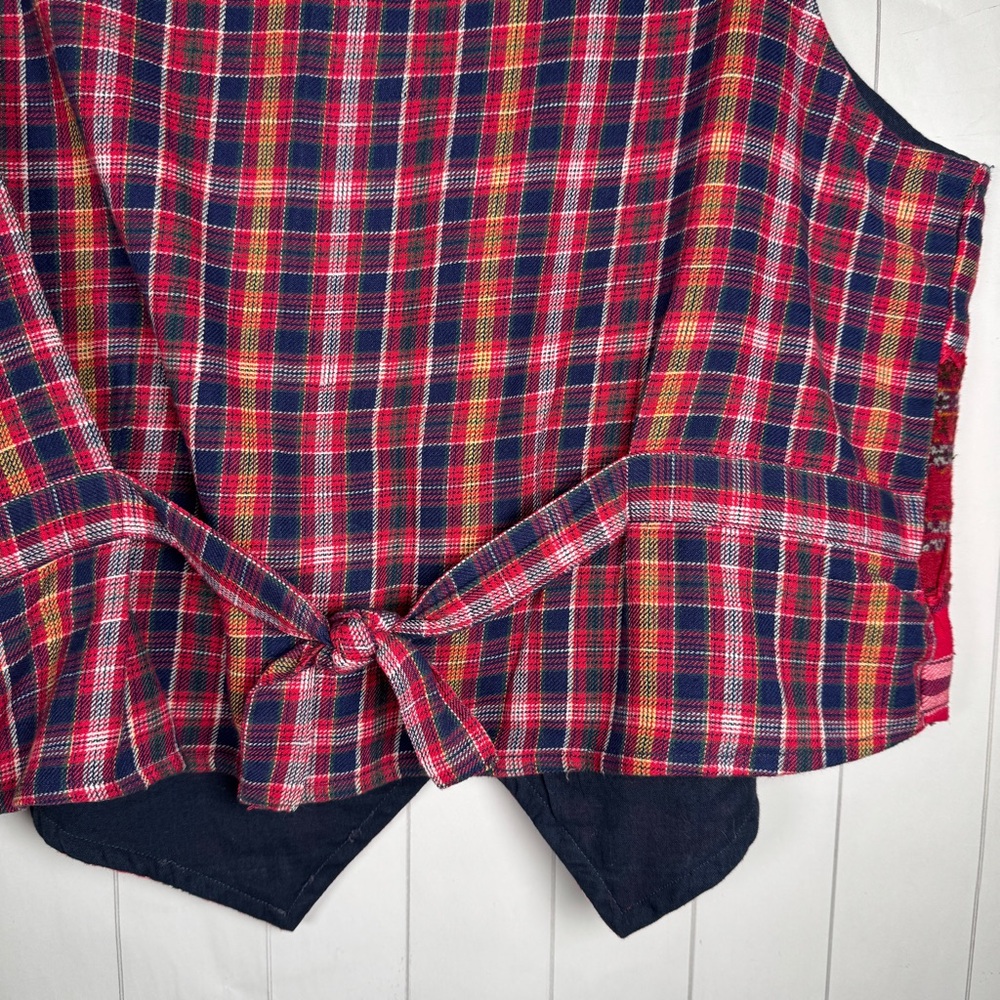 Vtg Studio Collection Red Plaid Patchwork Vest So… - image 6